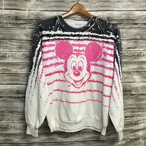 Vintage Mickey Mouse Sweatshirt Mens Large Multicolor Graphic Print Disney 80s - Picture 1 of 7