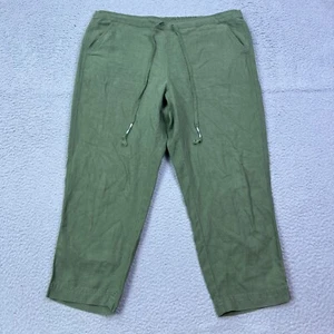 J. Crew Tie-Waist Seaside Pant in Linen Women's XXL Green Lightweight Tapered - Picture 1 of 15