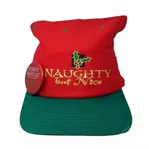 Naughty But Nice Fitted Santa Cap Hat Multi Youth One Size Christmas - Picture 1 of 8