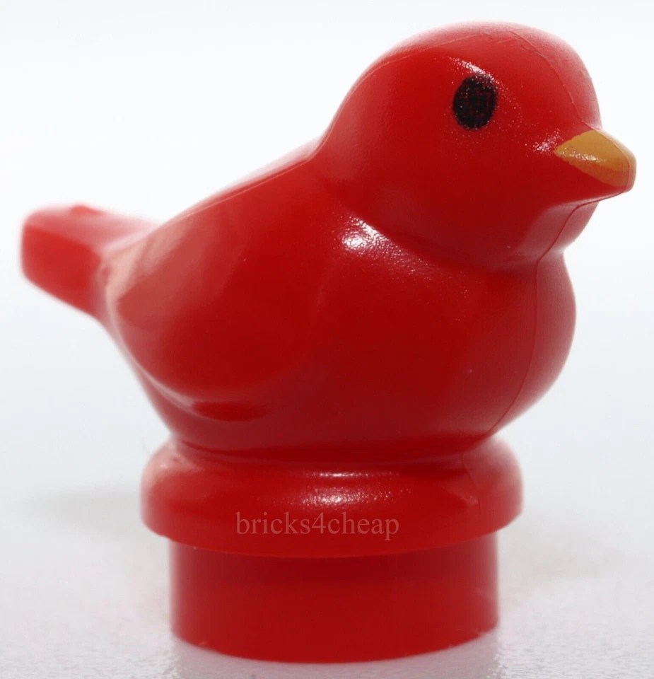 Lego Red Bird Small Black Eyes Bright Light Orange Beak Pattern - Image 1 of 1