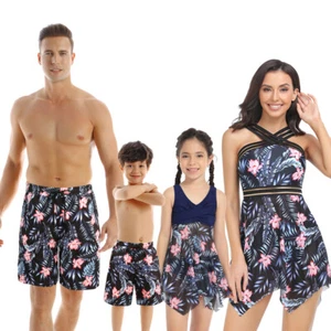 Family Matching Swimsuit Mother Daughter Swimwear Father Son Swimming Trunks - Picture 1 of 20