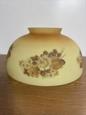 Natillas Amarillo a Naranja Quemado Flor Birmana Rosas Transferencia 14” Pantalla de Lámpara Foto 1 de 4