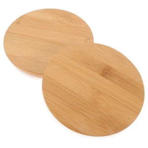 2pcs Round Bamboo Canning Lids with Sealing Rings Airtight Canning Cover Round - Picture 1 of 12