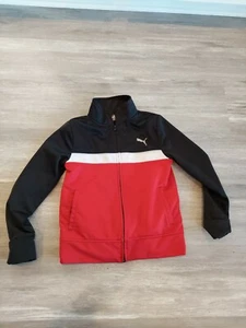 Puma athletic Track Jacket black red boys sz 7 - Picture 1 of 1
