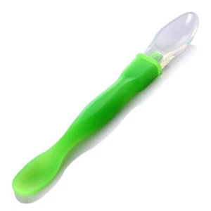 Baby Feeding Spoons Silicone Heat Discoloration Training Scoop Tableware - Picture 1 of 3