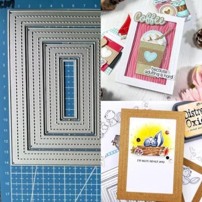 Metal Cutting Dies Stitched Frame Scrapbooking DIY Embossing Card Crafts Stencil - Image 1 of 4