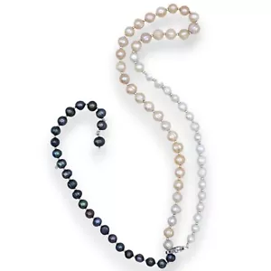 Collana di Perle Scaramazze Bianche, Rosa e Grigie, L 58 + 28 cm ca. Lunghezza r - Foto 1 di 9