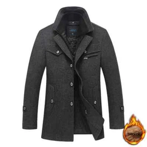 2016 Mens Boys Casual Wool Jackets Pea Coat Winter Warm Trench Overcoat Outwear - Picture 1 of 23