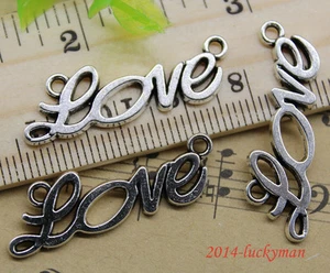 30/60X Jewelry Making Love alloy charms pendants Bracelet Connectors 10x33mm - Picture 1 of 3