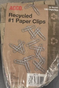 Acco Recycled Paper Clips, #1 Size, 14 Boxes of 100 Mod.72365 - Picture 1 of 3