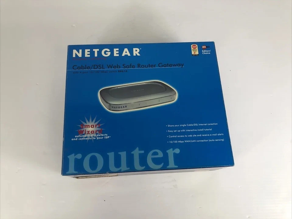NETGEAR CABLE/DSL WEB SAFE ROUTER GATEWAY WITH 4-PORT 10/100 MBPS SWITCH RP614 - Image 1 of 4
