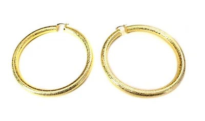 PENDIENTES DE ARO GRANDES 3,75 PULGADAS ARO ESMERILADO TONO ORO O PLATA TUBO ARO PENDIENTE Foto 1 de 4