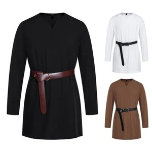 Men Medieval Renaissance Costume Long Sleeve Cosplay Clothing Halloween Shirts - Picture 1 of 20