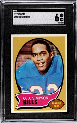 1970 Topps - O.J. Simpson #90 (RC) - SGC 6 (EX-NM) - Image 1 of 2