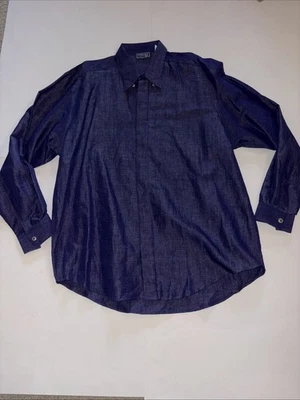 Versace классический V2 повседневный рубашка на пуговицах мужской XL синий длинным рукавом отличном - Изображение 1 из 4