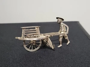 Antigua estatuilla de plata esterlina de exportación de China miniatura de carro vendedor de flores China - Imagen 1 de 21
