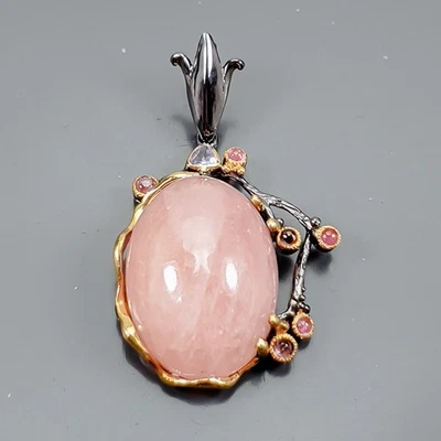Unique Jewelry 45 ct Natural Morganite Pendant 925 Sterling Silver  /B-P0428 - Image 1 of 4
