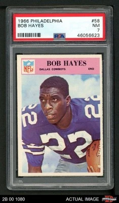 1966 Philadelphia #58 Bob Hayes Cowboys RC PSA 7 - NM - Image 1 of 2