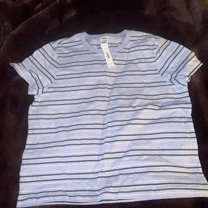 Victoria’s Secret PINK T-Shirt Tee Purple Stripe Cropped Women’s Large NWT - Picture 1 of 3