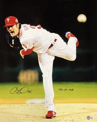 Cole Hamels Signed 16x20 Philadelphia Phillies Vertical Photo 08 WS MVP BAS ITP - Image 1 of 4