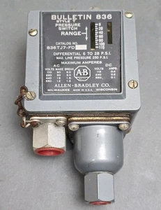 Interruptor de presión Allen-Bradley Bulletin 836 estilo T modelo 836TJ7-FD. NOS - Imagen 1 de 3