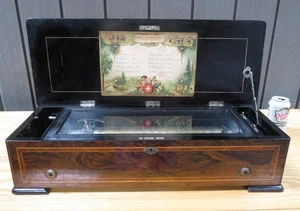 Henry Gautschi & Sons Cylinder 10 Song Swiss Marquetry Music Box VIDEO 19th Cent - Bild 1 von 24