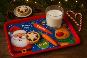 Weihnachten Eve Behandeln Tablett Für Weihnachtsmann Rudolph Melamin Plate - Foto 1 di 3