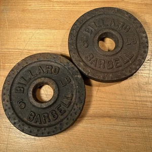 Rare Billard Barbell 5 Lb Pound Dimple Weight (2) Plates Pair 10 Lb Total - Picture 1 of 7