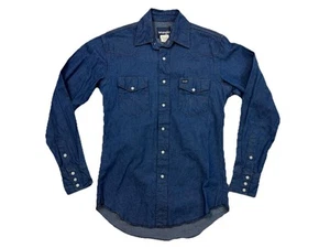 Wrangler Shirt Mens 15x35 Blue Denim Pearl Snap Pockets Western Cowboy - Picture 1 of 8