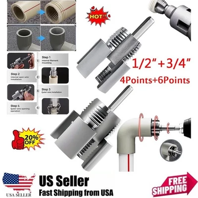 2 Pack Integrated Internal External & Pipe Threading-Tool, PVC Pipe Threader Kit