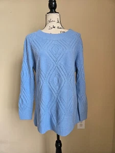 Talbots sweater womens XL blue metallic stretch pullover - Picture 1 of 11