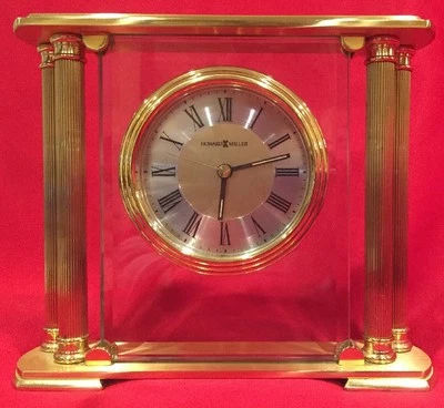 613-627 ATHENS, BRUSHED SOLID BRASS  HOWARD MILLER TABLE/ MANTLE CLOCK - Image 1 of 4
