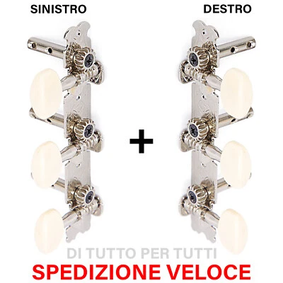 Set Meccaniche per Chitarra Classica Doppio Foro RICAMBIO lato SINISTRO DESTRO - Immagine 1 di 2