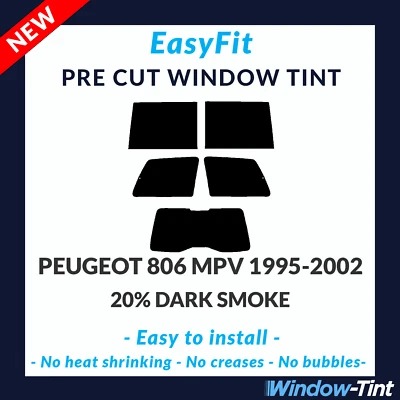 EasyFit Static Pre Cut Window Tint For Peugeot 806 MPV 1995-2002 - 20% Dark Rear - Image 1 of 3