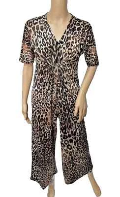 Mono Pamela Mccoy Estampado Animal, Codo Sin Mangas Pierna Ancha Mono Foto 1 de 4