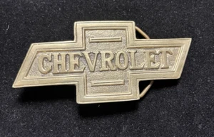 Chevrolet Chevy Bowtie Solid Brass Belt Buckle 4.5" Vintage Taiwan 800 - Picture 1 of 6