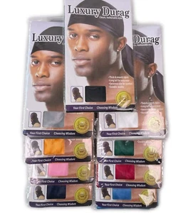 Luxury Silky Satin Durag Headband Tail Tie Down Biker Headwrap Cap Bandana - Picture 1 of 10