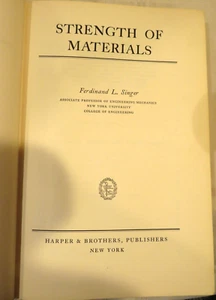 Strength of Materials by Ferdinand L. Singer 1951 1st Edition Vintage Science HC - Imagen 1 de 10
