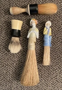 LOT - Two Ceramic Doll Brooms & Two Shaving Brushes Vintage Collectibles - Picture 1 of 10