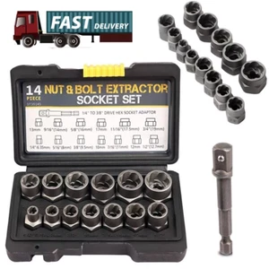 14X Impact Bolt & Nut Remover Set 3/8" Locking Wheel Stud Twist Socket Extractor - Picture 1 of 14