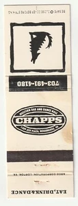 MATCHBOOK COVER - CHAPPS WESTERN BAR & DANCE HALL - WOODBRIDGE VIRGINIA - Picture 1 of 3