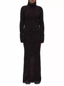 Neu mit Etikett Helmut Lang Trägerkleid mit Cutout-Rücken Metallicfaden purpurrot Nacht S - Bild 1 von 5