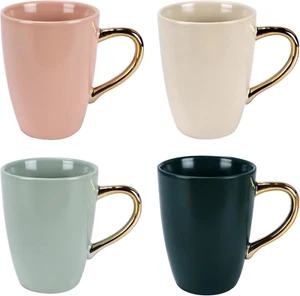 Porcelain Coffee Mugs Set of 4(12Oz), Ceramic Coffee Mug with Golden Handle, ... - Picture 1 of 1