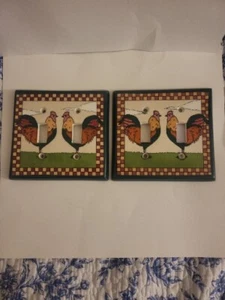 COUNTRY KITCHEN FARM HAND PAINTED ROOSTERS CHICKEN 2, TOGGLE SWITCH PLATES - Picture 1 of 4