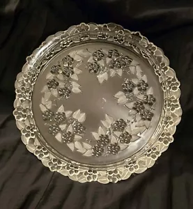 Mikasa CARMEN 12" Crystal/Glass Torte Plate Frosted Leaves Flowers - Picture 1 of 8