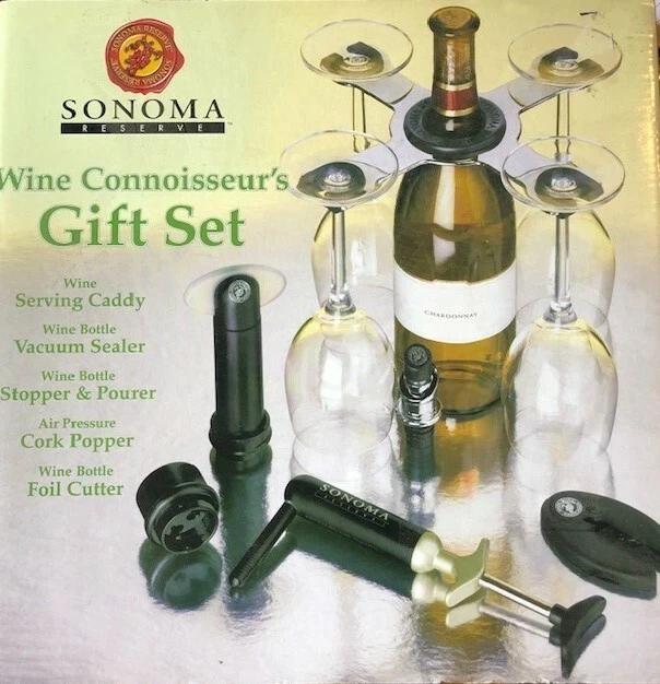 Nuevo Sonoma Reserve Wine Connoisseur's Set de Regalo - Caddy Sellador Tapón Vertedor + Foto 1 de 1