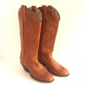 Women's ACME Leather Cowboy Boots Size 6 M Brown Western Made in USA - Picture 1 of 12