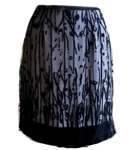 VTG NEW Casual Corner Silk Velvet Burnout Black Floral Lined Pencil Skirt Size 4 - Picture 1 of 10