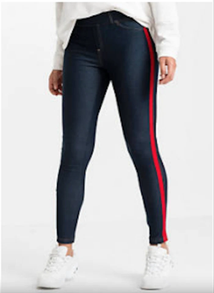 RAINBOW @ BON PRIX STRETCHY PIPED LEGGINGS BLUE STONE SIZE M (14/16) - Image 1 of 1