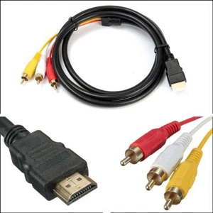 Electronic Black Adapter HDMI Male To 3 RCA Cable 1080P 5FT Audio Video AV Cord - Picture 1 of 7